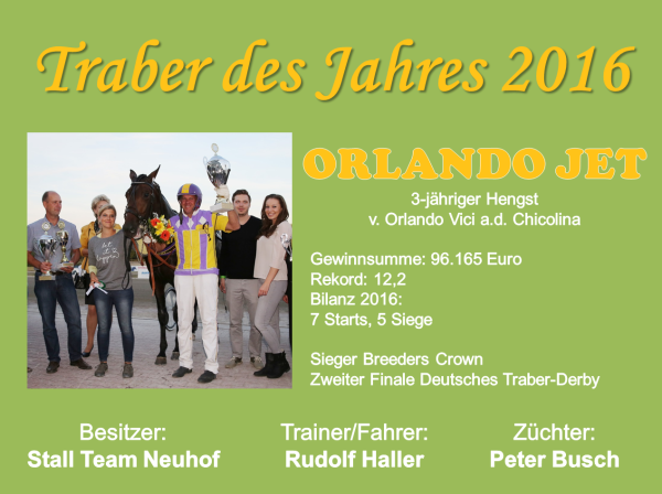 Traber des Jahres 2016 Orlando Jet